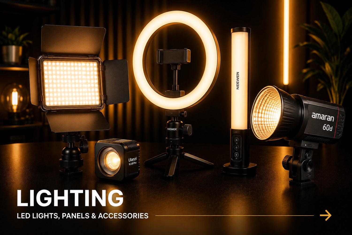 LED lights, ring lights, panels and creator lighting accessories