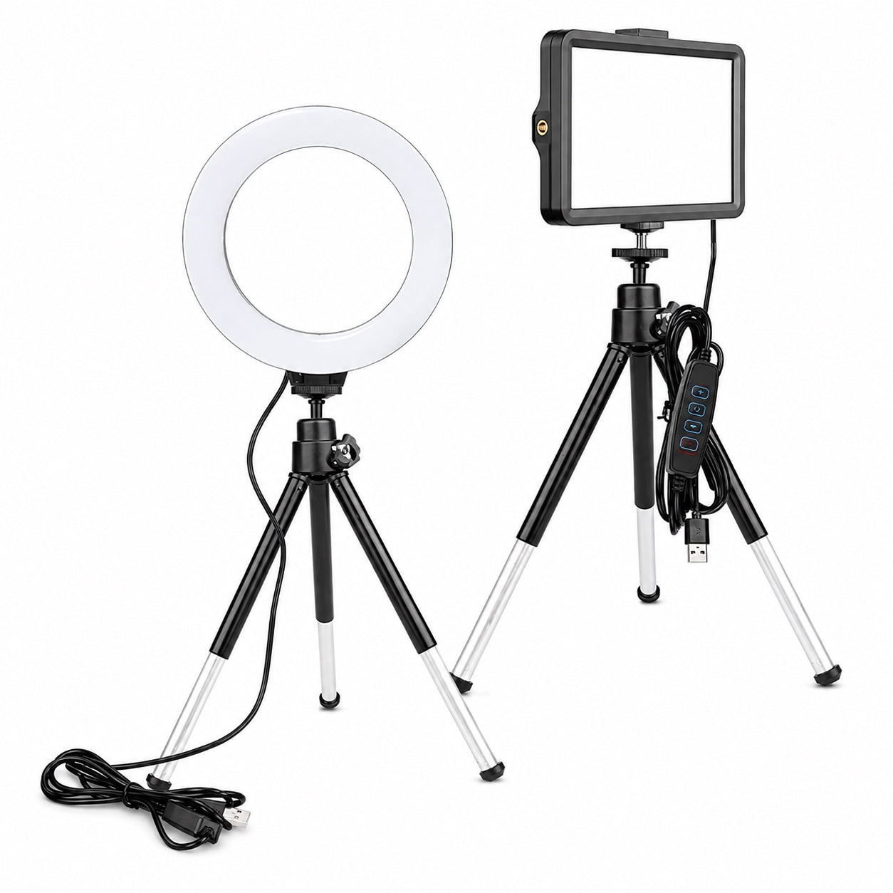 6-inch LED creator light kit with tripod on white background