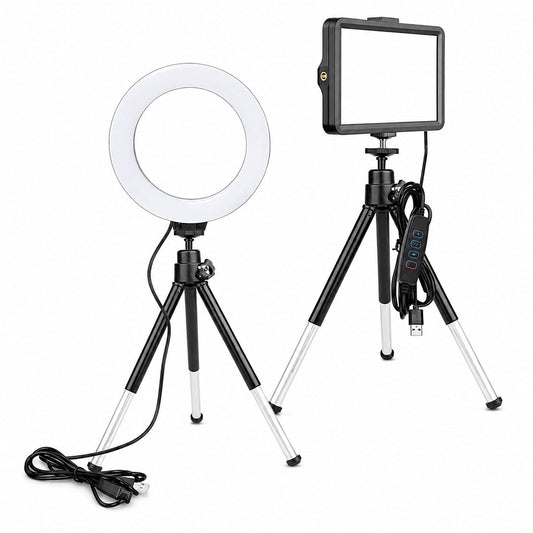 6-inch LED creator light kit with tripod on white background