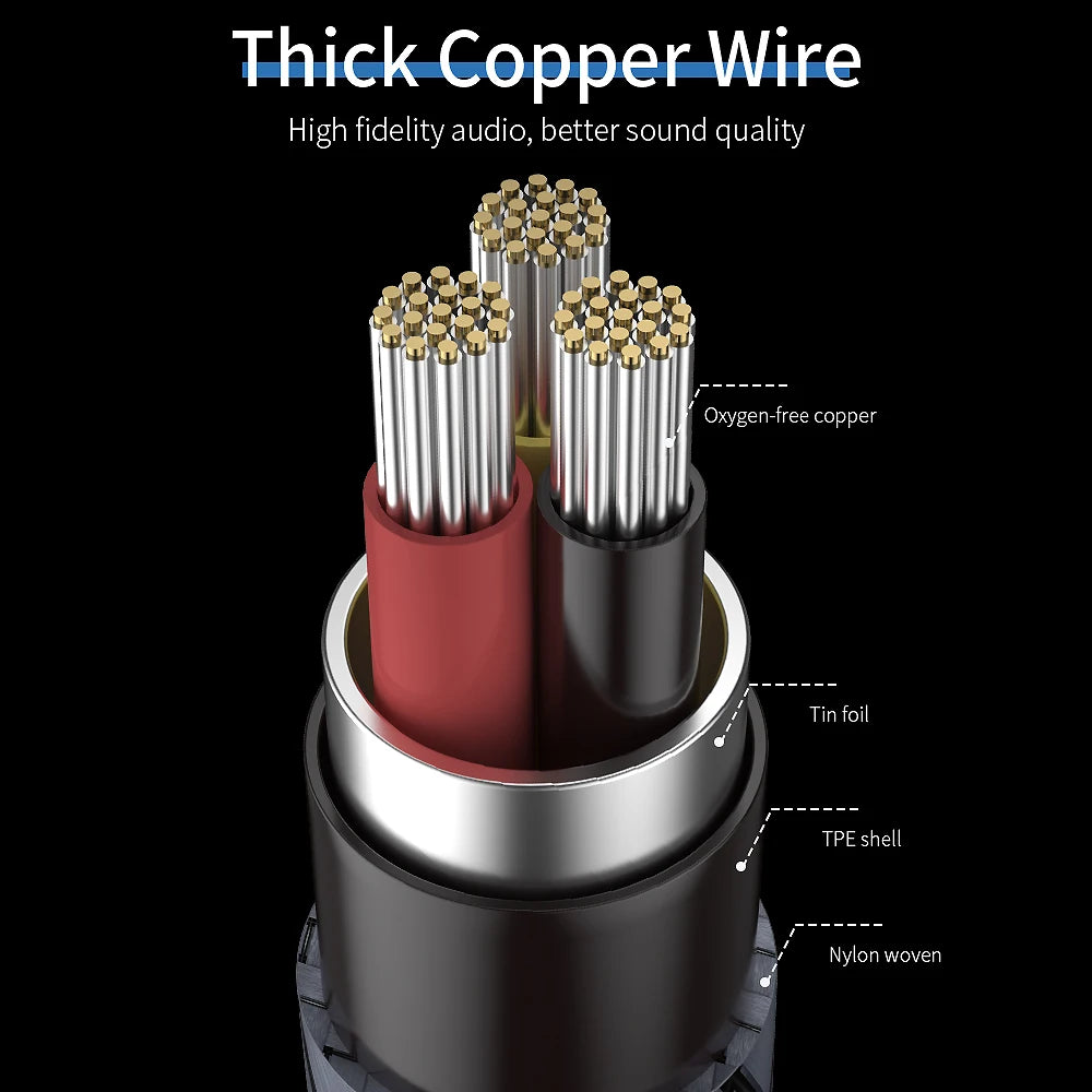 Essager braided audio cable copper-wire construction