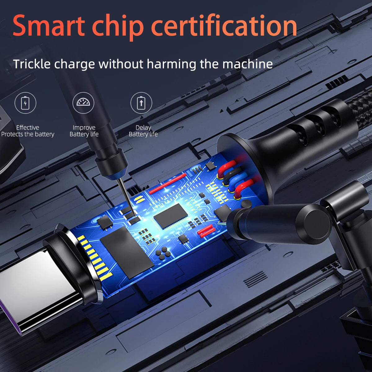 Fast-charging cable smart-chip protection graphic
