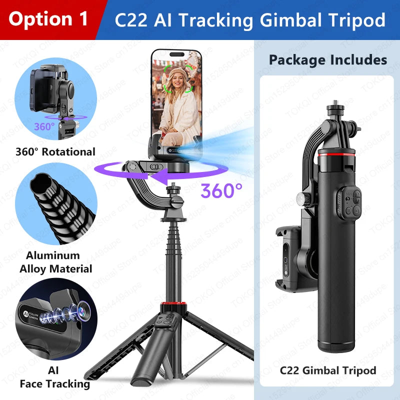 C22 face-tracking gimbal tripod