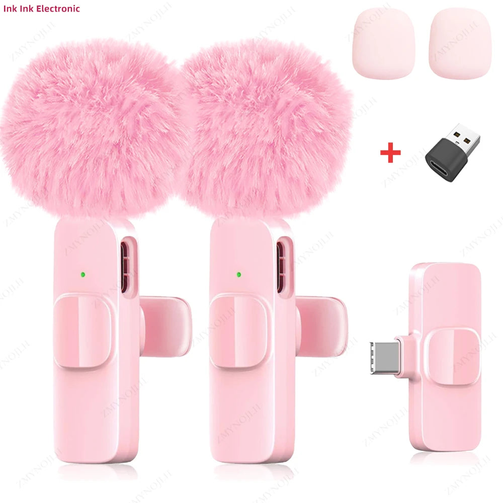 Light-pink K9 wireless microphone set with USB-C receiver