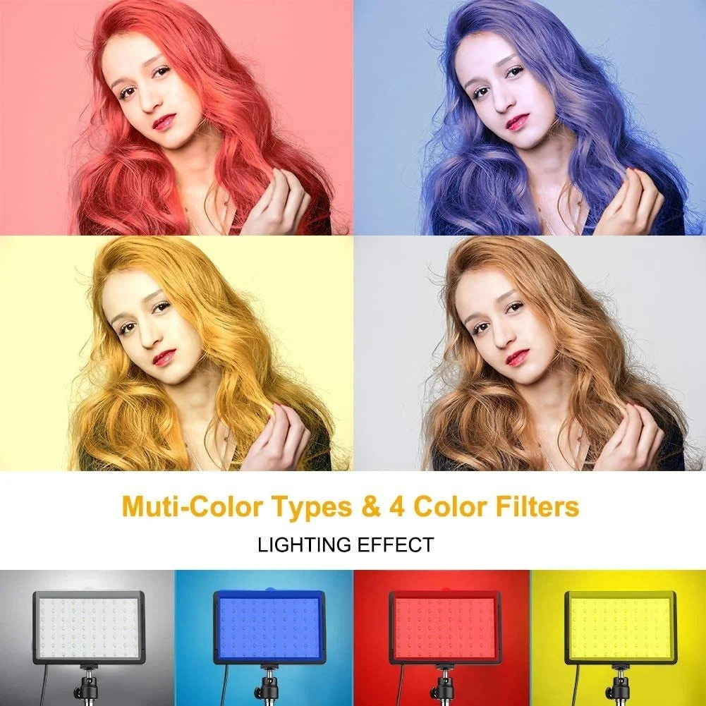 Portrait examples showing LED video light color-filter effects