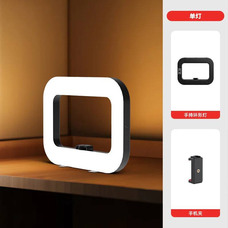 Standard white-light handheld ring light with phone holder