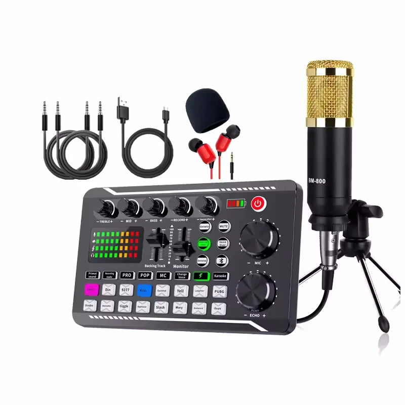 F988 sound card and condenser microphone streaming kit