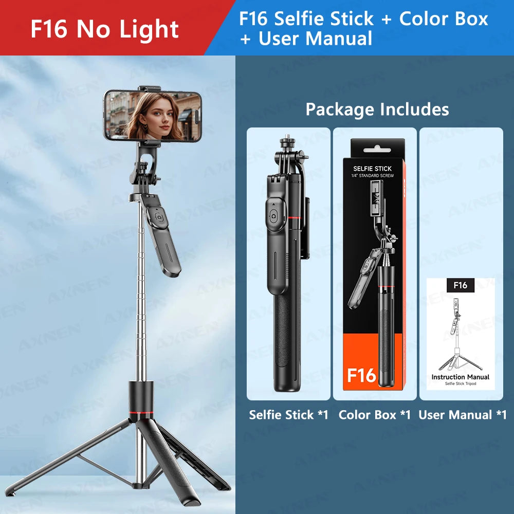 F16 selfie stick tripod kit options
