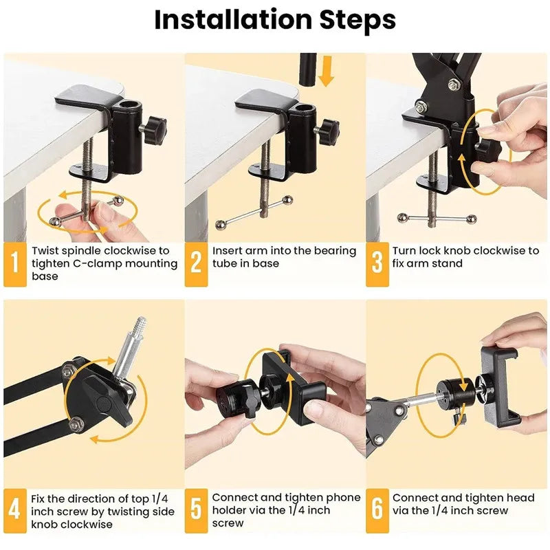 Flexible overhead phone tripod desk mount – product feature image 4