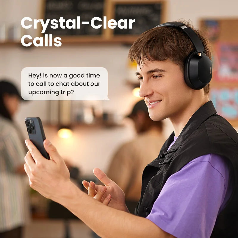 Person making a call with UGREEN wireless headphones