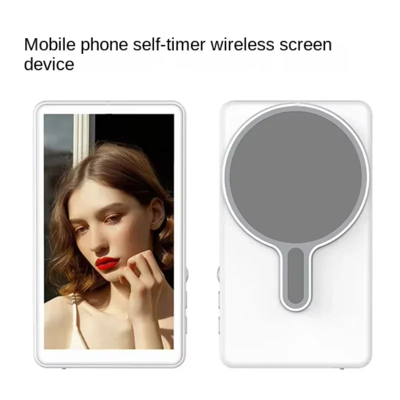 White magnetic rear-camera selfie monitor