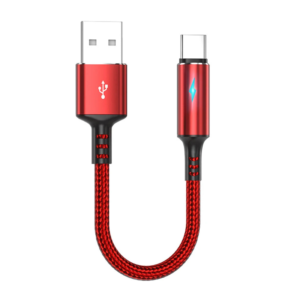 Red 25 cm braided USB-C charging cable