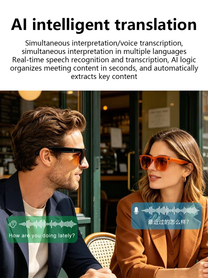 Blue smart camera glasses with three-lens set
