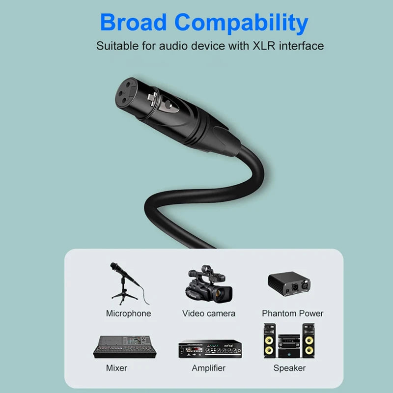 XLR cable compatibility with microphones, cameras, mixers and speakers