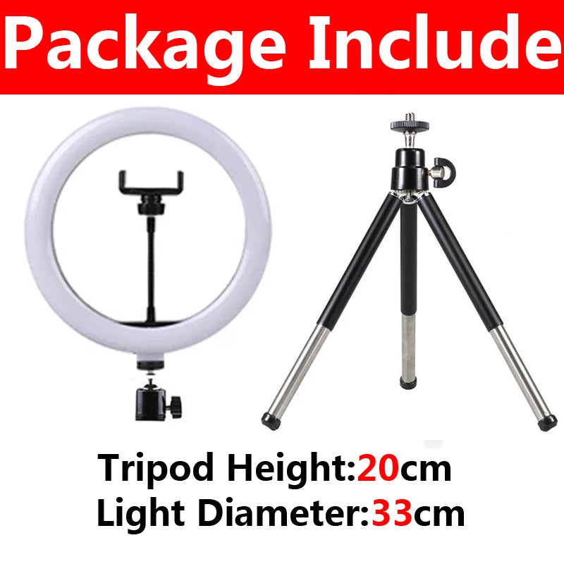33 cm ring light with 20 cm aluminum tripod