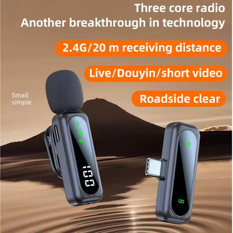 J21 wireless lavalier microphone for iPhone and USB-C – product feature image 3