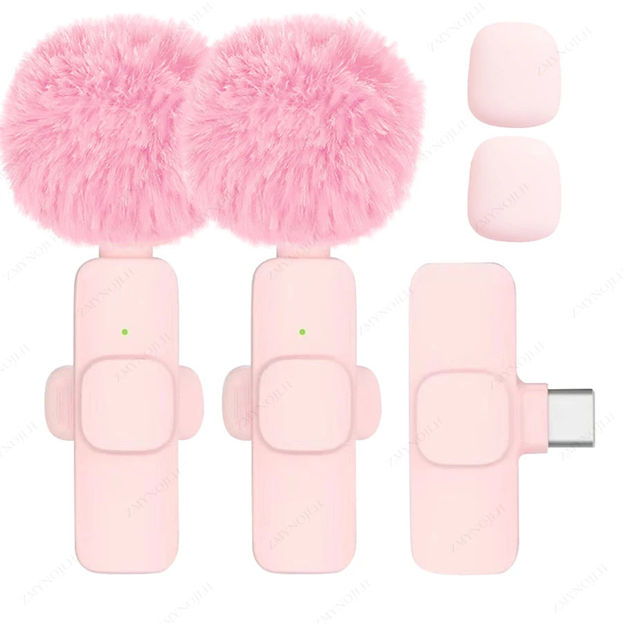 Light-pink K9 dual wireless microphones with USB-C receiver