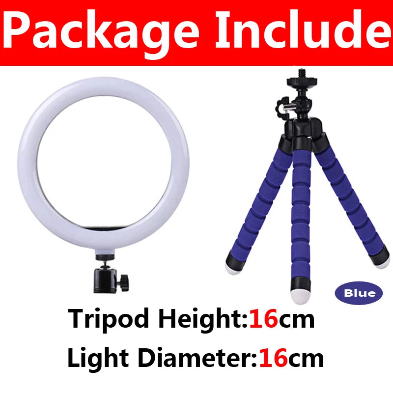 16 cm ring light with 16 cm blue flexible tripod