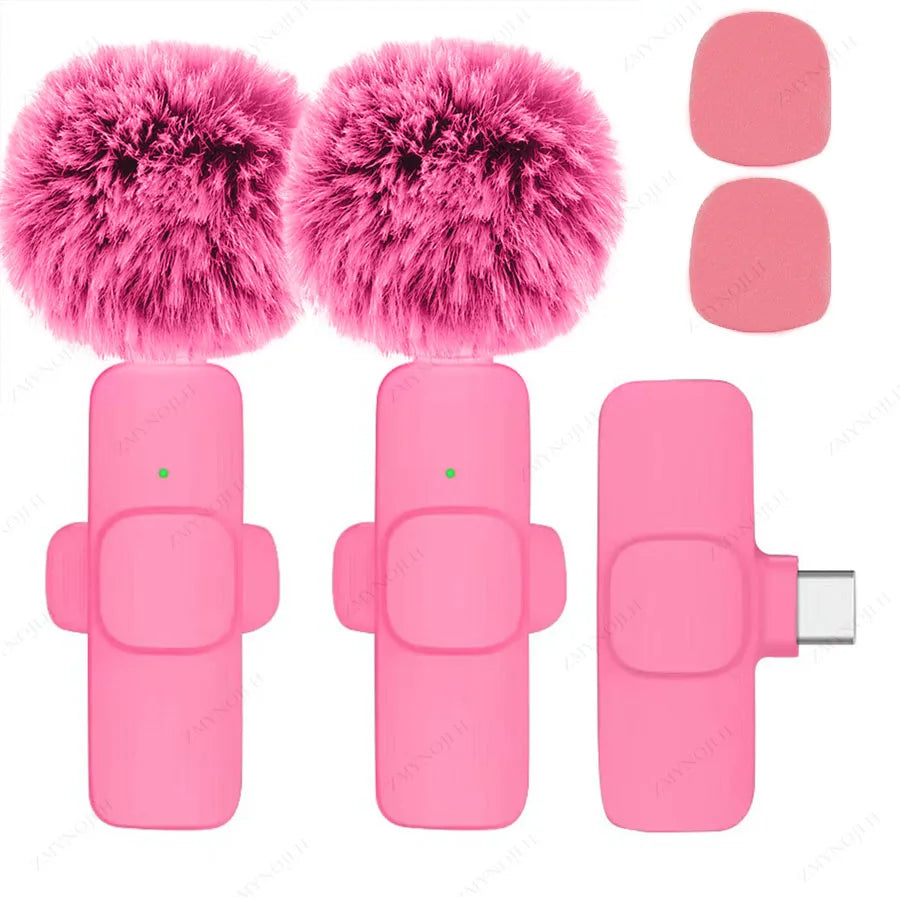 Pink K9 dual wireless microphones with USB-C receiver