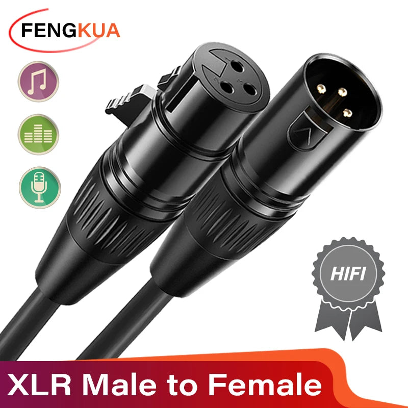Black FENGKUA XLR male-to-female cable connectors