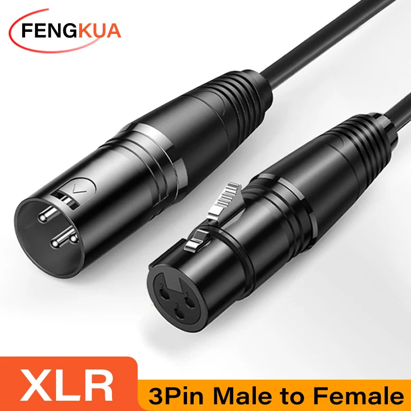 Black 3-pin XLR male and female cable connectors