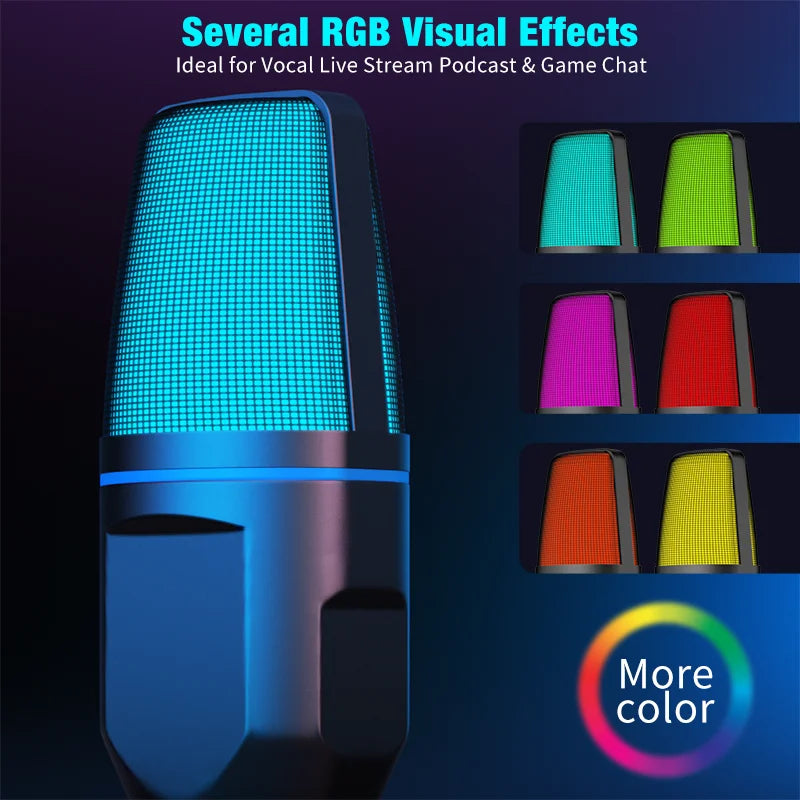 USB microphone with multiple RGB lighting colors