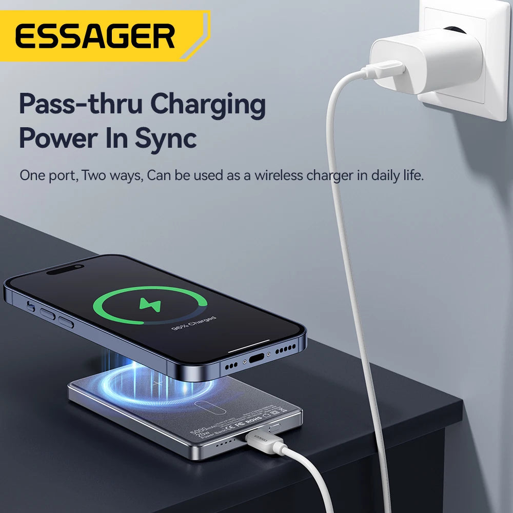 Essager power bank with wireless pass-through charging