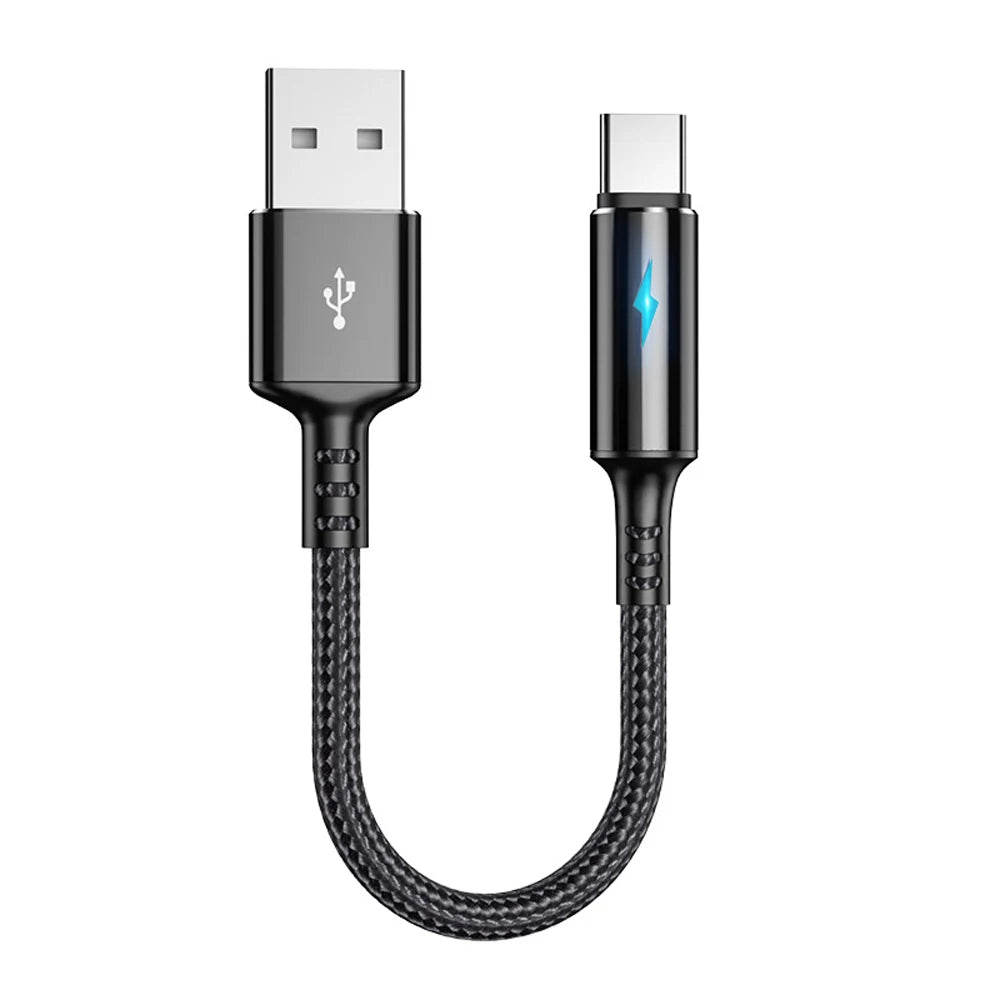 Black 25 cm braided USB-C charging cable