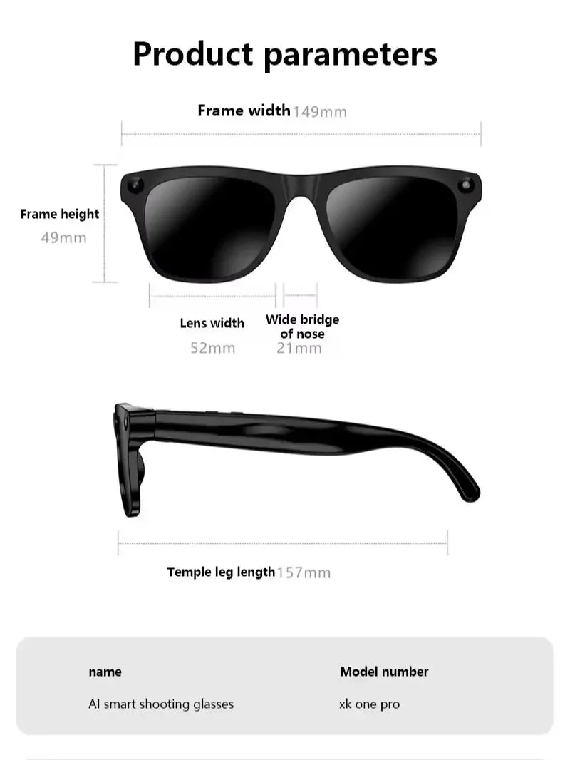 Purple smart camera glasses with three-lens set