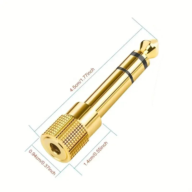 Gold 3.5 mm to 6.35 mm audio adapter dimensions