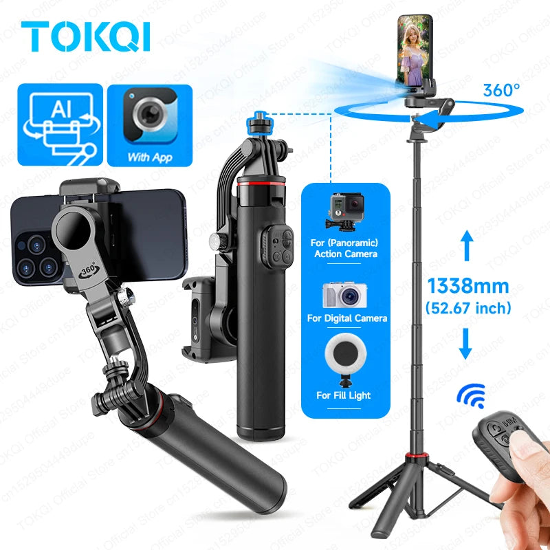 C22 face-tracking gimbal tripod extended with Bluetooth remote