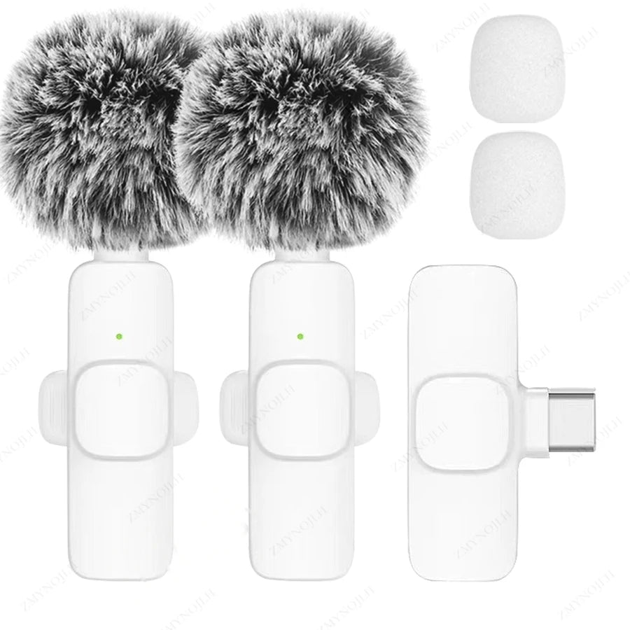 White K9 dual wireless microphones with USB-C receiver