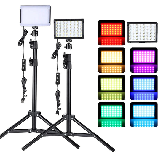 USB LED video light kit with 110 cm and 160 cm adjustable tripods