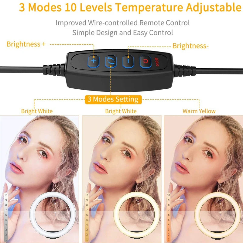 Ring light controller with warm, neutral and cool color modes
