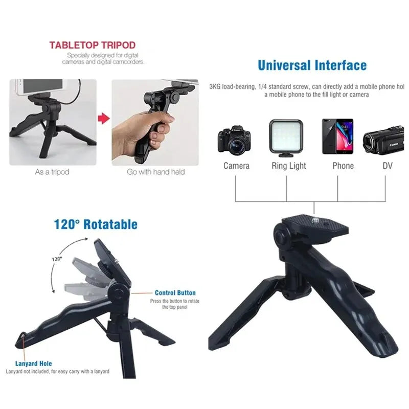 Smartphone vlogging kit with tripod, microphone and LED light – product feature image 4