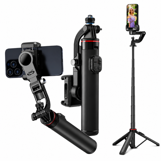 C22 face-tracking gimbal and selfie tripod on a clean white background