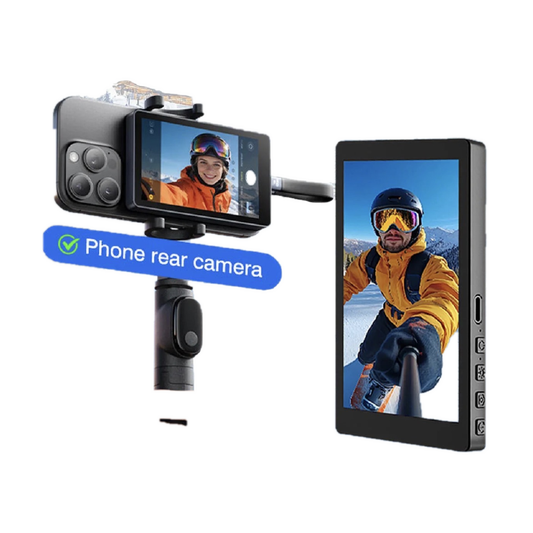 Magnetic phone selfie monitor on a clean white background
