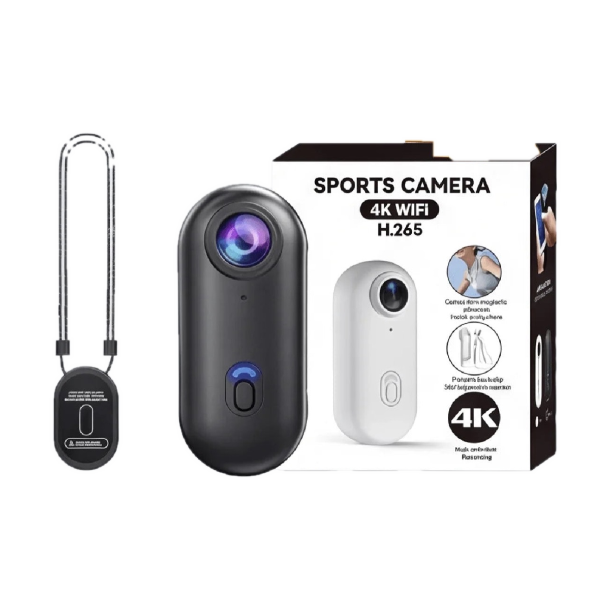 Mini 4K WiFi action camera on a clean white background