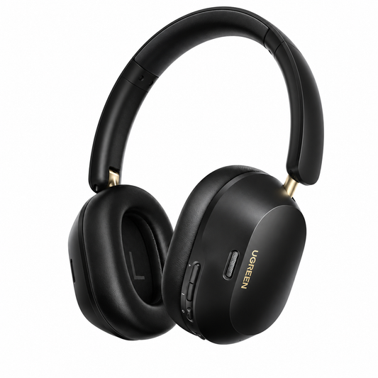 UGREEN black over-ear ANC wireless headphones on white background